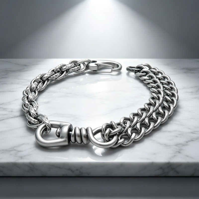 Kemstone Mixed Cuban Link Bracelet for Men Titanium Steel KB146302-KLHQ