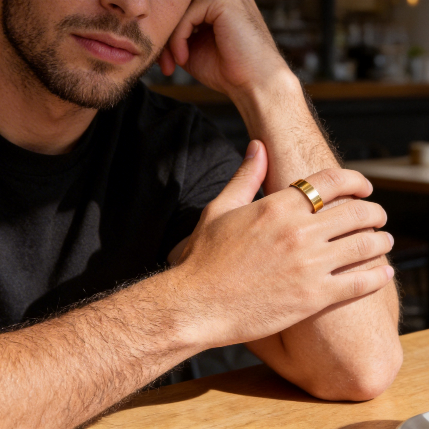 Kemstone Gold Plated Stainless Steel Ring for Men Women Minimalist 6mm R-525