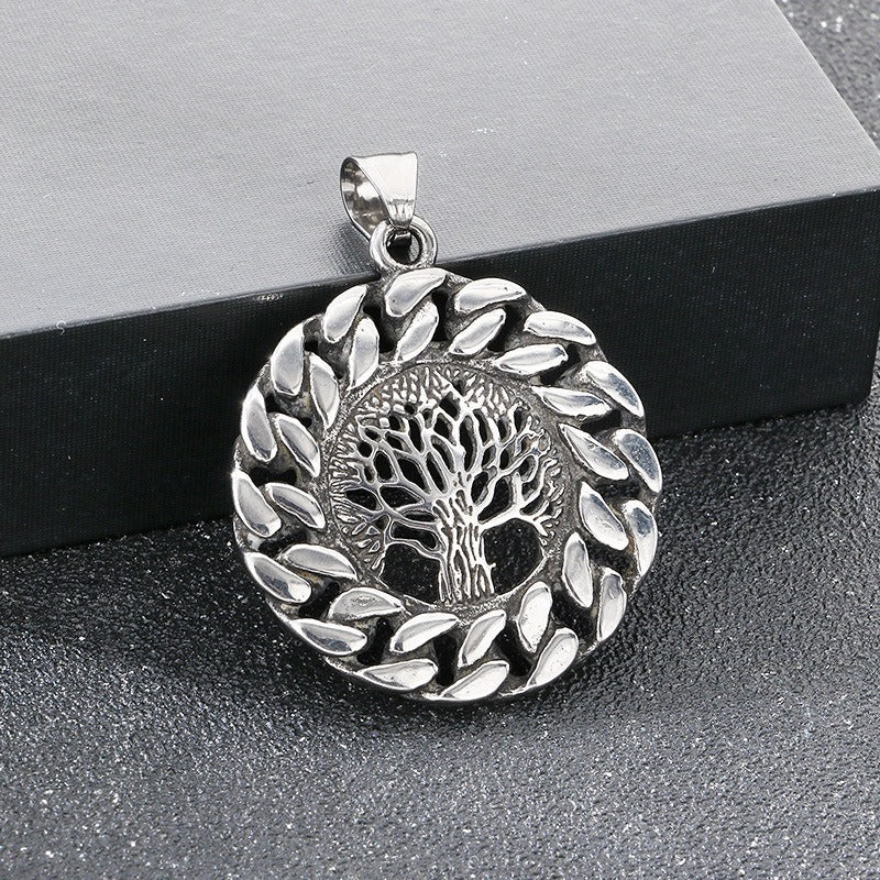 Kemstone Titanium Steel Viking Tree of Life Pendant Necklace for Men KP117703-LU