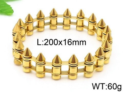 Kemstone Bullet Spike Bracelet – Stainless Steel Rugged Biker Men’s Jewelry KB149758