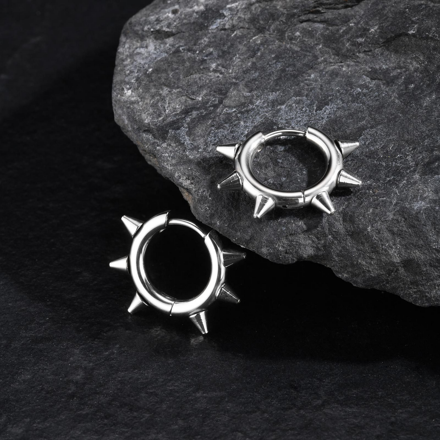 Men’s Titanium Steel Spike Hoop Earring – Punk Street Style EH-751