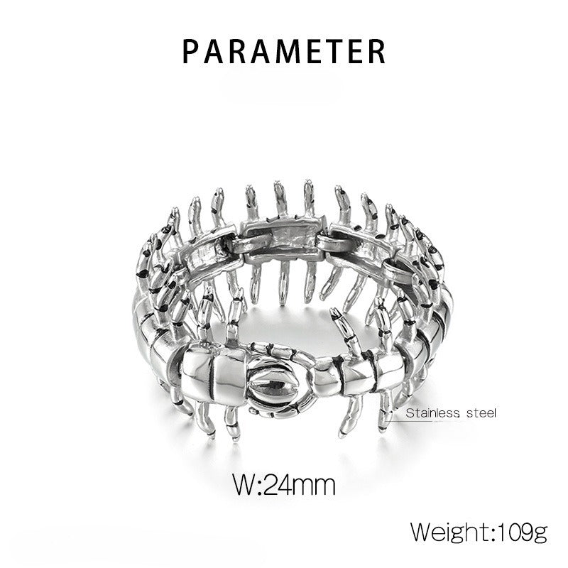 Pulsera Kemstone de acero y titanio negro mate - Cierre de esqueleto moderno y cadena con textura de cocodrilo para un estilo retro unisex KB33468-D
