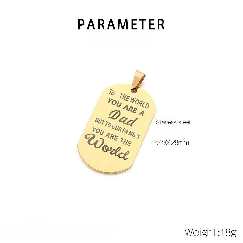 Kemstone Titanium Steel Dad Message Tag Necklace – Father’s Day Gift KP100218-Z