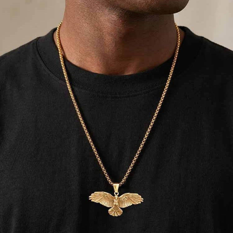 Kemstone Stainless Steel Eagle Pendant Necklace for Men Streetwear PN-2402
