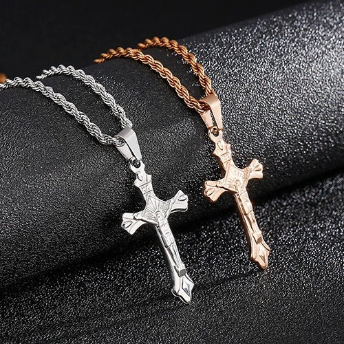 Kemstone Stainless Steel Cross Pendant Necklace for Men – Minimal Polished Design KP93858-Z