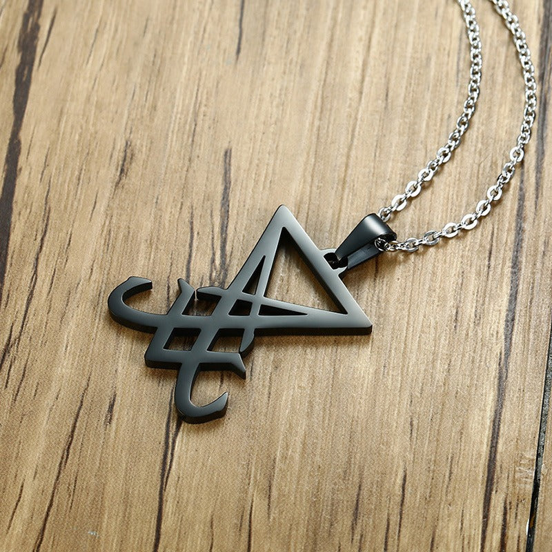 Kemstone Geometric Triangle Pendant Necklace for Men Stainless Steel Vertical Minimal Design