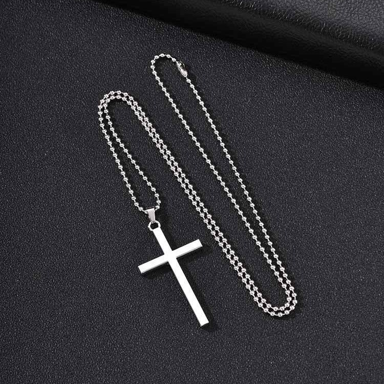 Kemston Cross Pendant Necklace for Men Alloy Long Chain Hip Hop Style NC-3028
