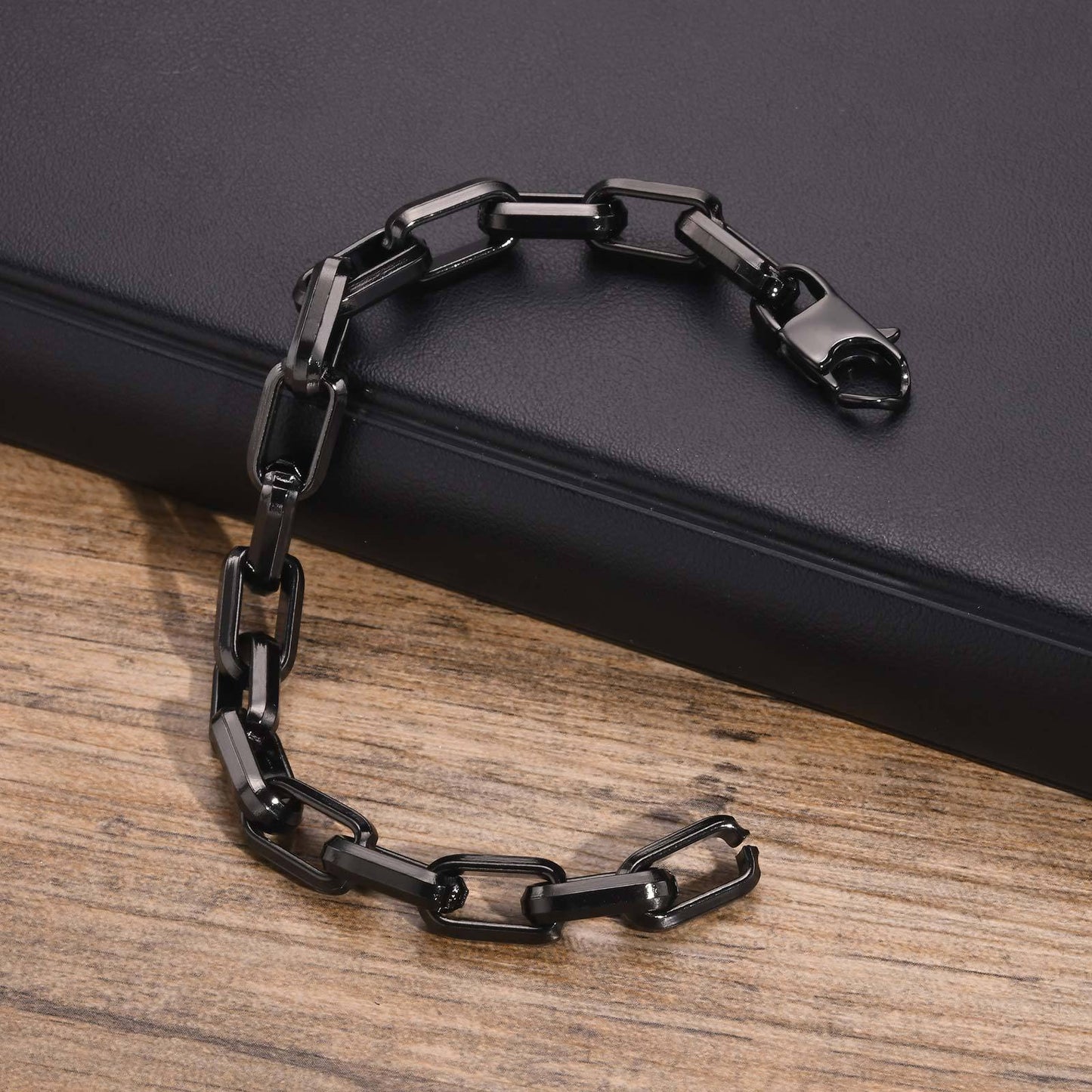 Chunky Square-Link Stainless Steel Bracelet for Men – Norse-Inspired Heavy Chain BR-1734