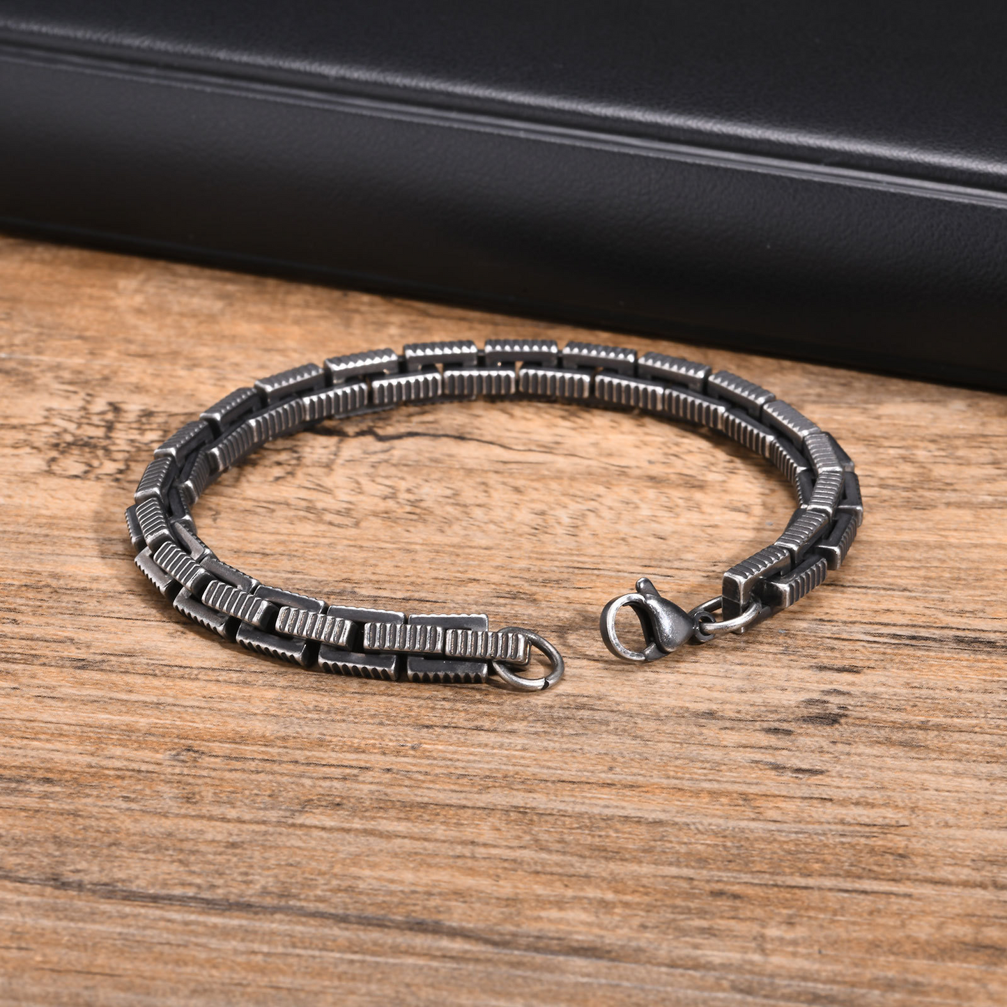 Kemstone Stainless Steel Square Link Chain Bracelet for Men Vintage BR-2043S