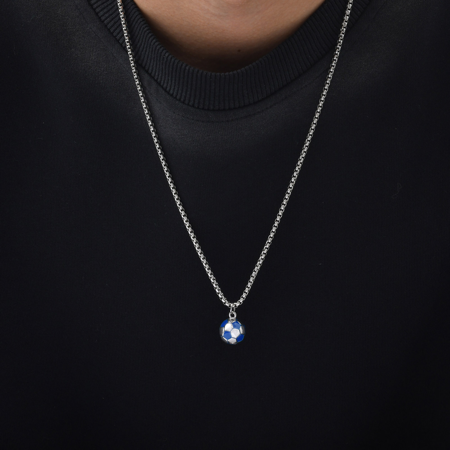 Kemstone Stainless Steel Soccer Ball Pendant Necklace for Men PN-1020G