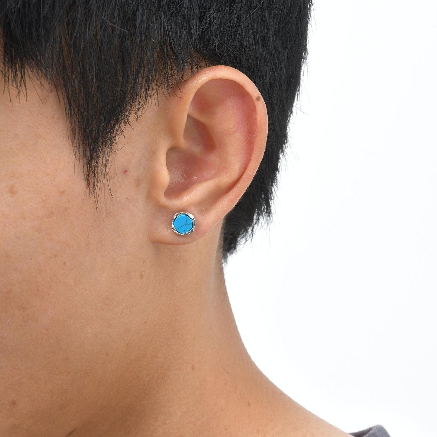 Kemstone Men’s Copper Earrings – Turquoise & Tiger Eye Mobius Studs EBS-208
