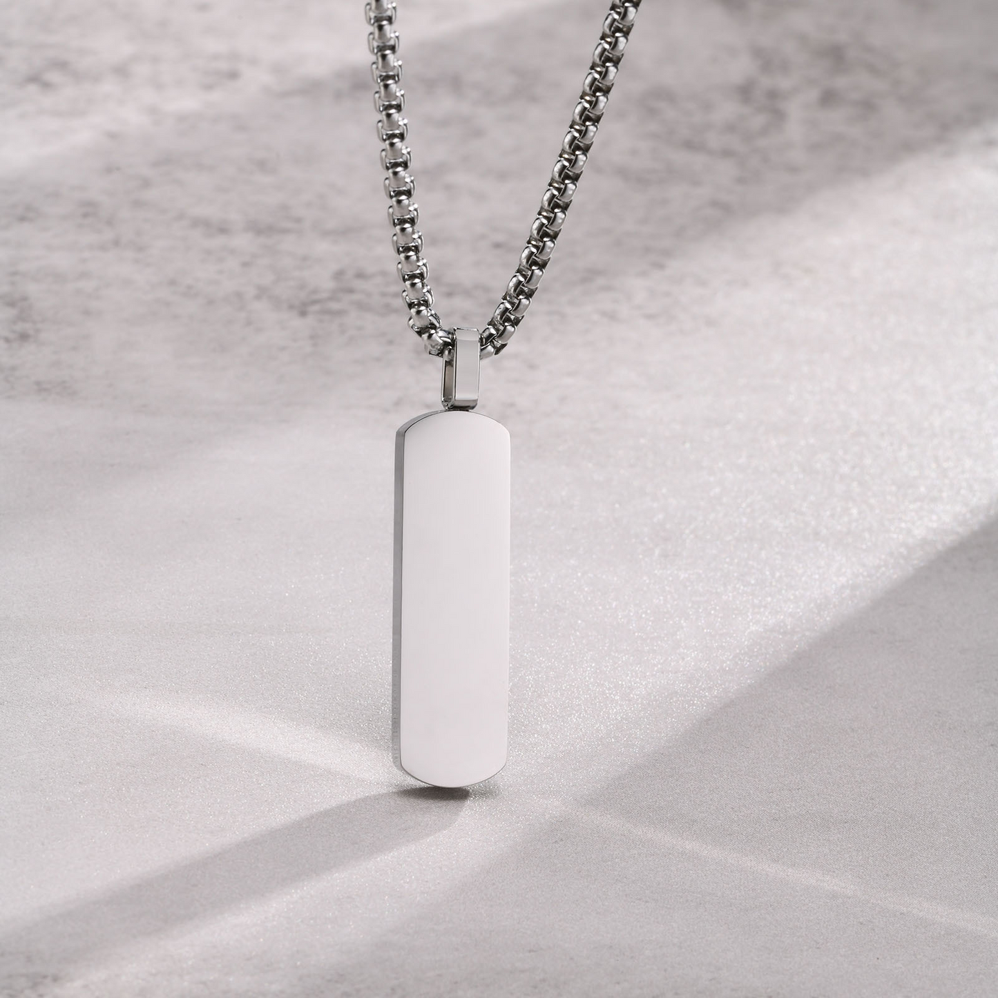 Kemstone Stainless Steel Rectangular Bar Pendant Necklace for Men PN-1874