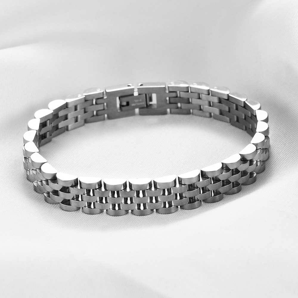 Kemstone Men’s Stainless Steel Watch Link Bracelet – 10mm Adjustable Chain Jewelry AD1633