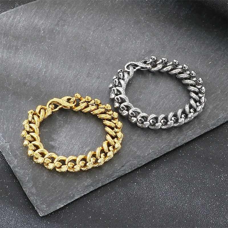 Kemstone Snake Chain Bracelet for Men Titanium Steel Heavy Link Gold Silver KB204392-KJX