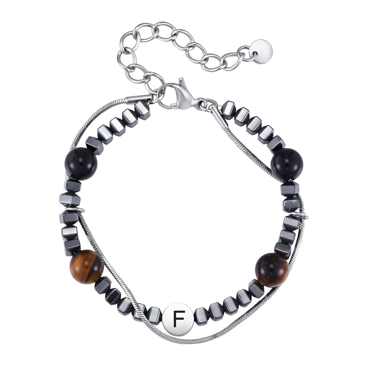 Kemstone Tiger Eye & Black Onyx Bracelet for Men Double Layer BR-3283S