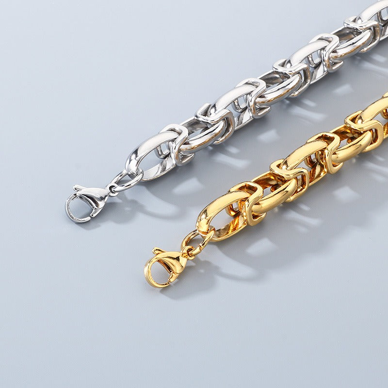 Kemstone Titanium Steel 10mm Oval Cuban Link Bracelet for Men KB210004-ZCG