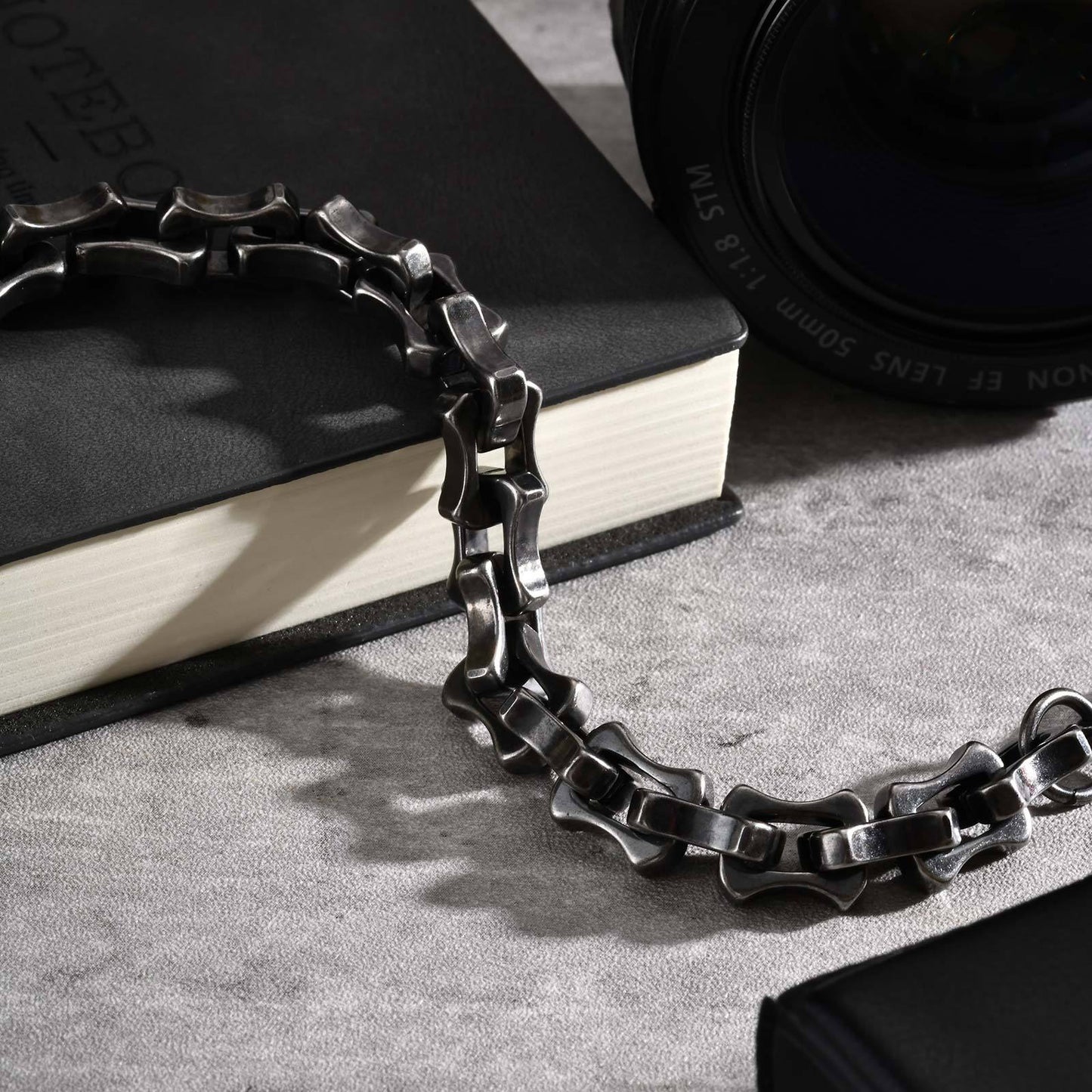 Kemstone Stainless Steel Biker Chain Bracelet – Handmade Punk Men’s Jewelry BR-1986