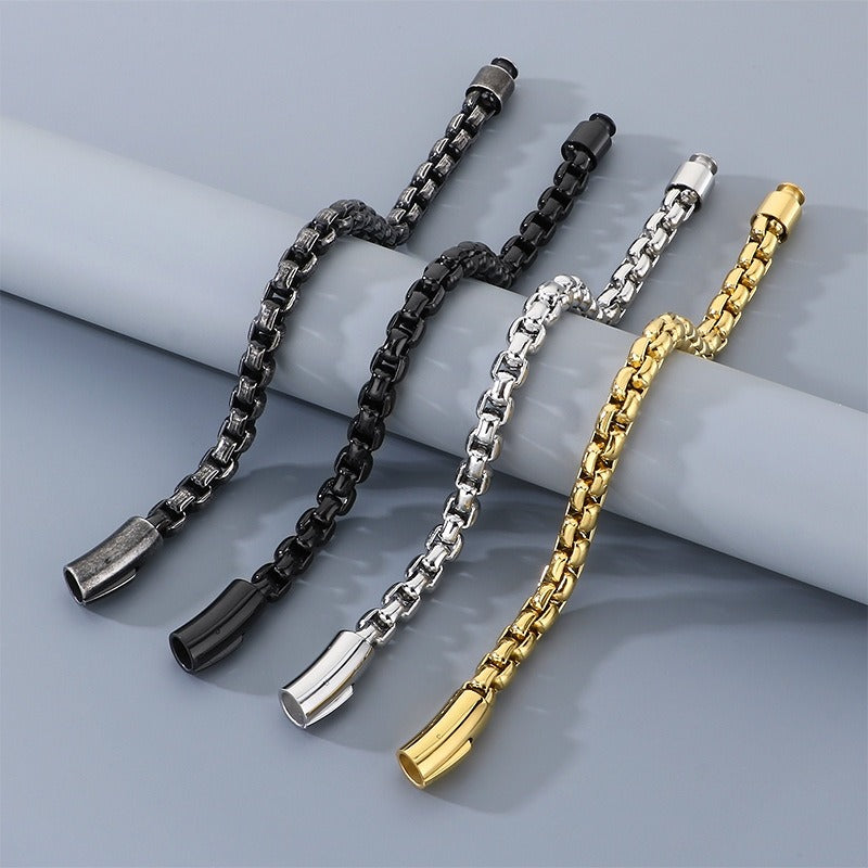 Kemstone Box Link Bracelet Titanium Steel 8mm Chain for Men Women KB212670-Z