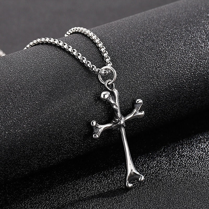 Kemstone Titanium Steel Bone Cross Necklace for Men Gothic KP97633