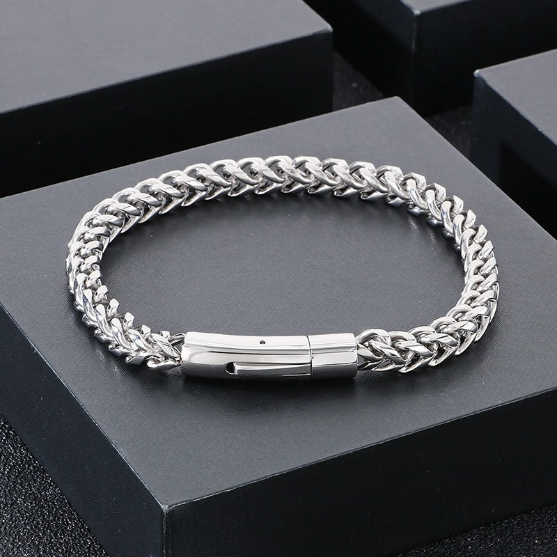 Kemstone Men’s Polished Dragon Spine Chain Bracelet – Stainless Steel Urban Gothic KB95694-BD