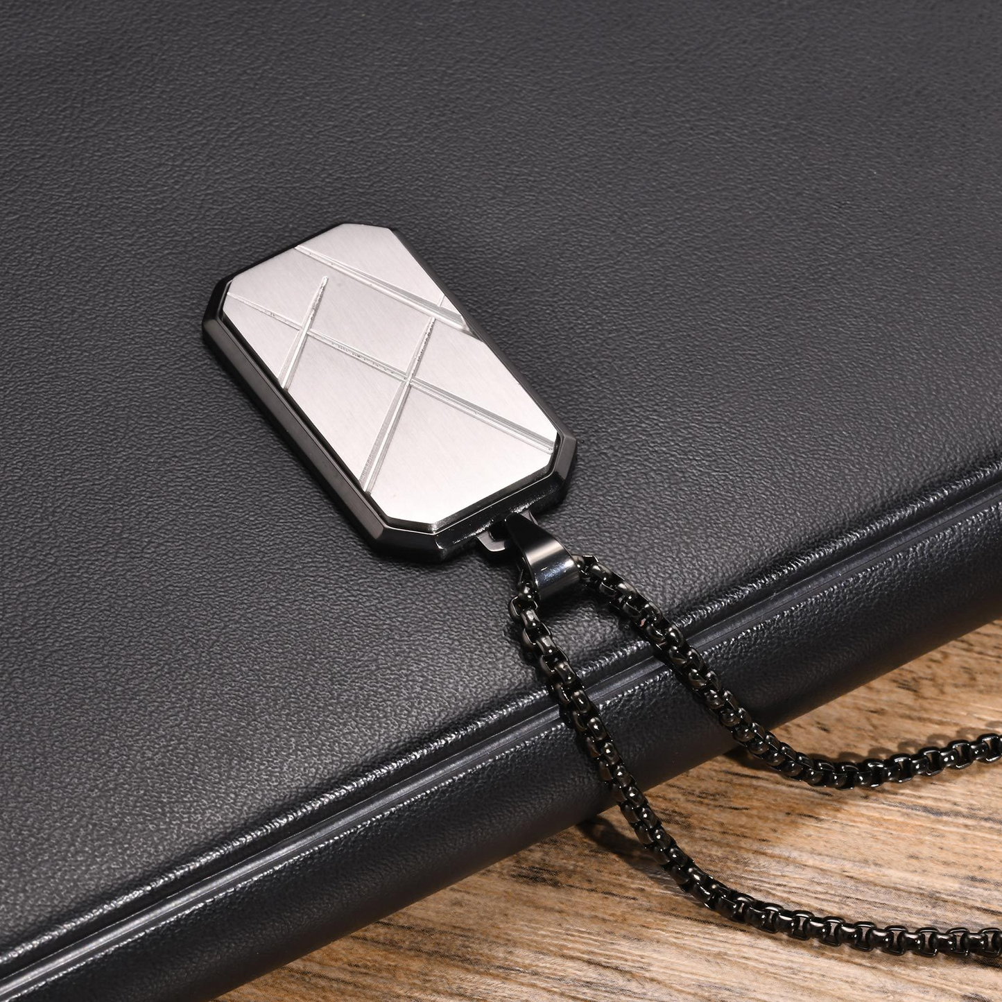 Kemstone Stainless Steel Bar Pendant Necklace for Men PN-1926