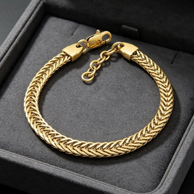 Kemston Braided Chain Bracelet for Men Stainless Steel Woven Texture KB216164-KFC