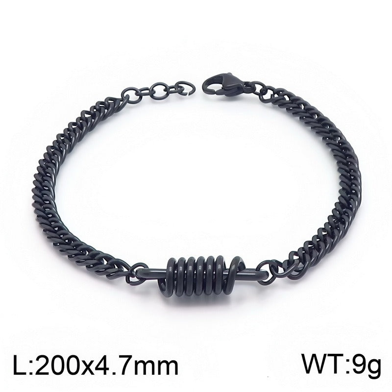 Kemstone Titanium Steel Coil Curb Chain Bracelet for Men KB146635-KLHQ