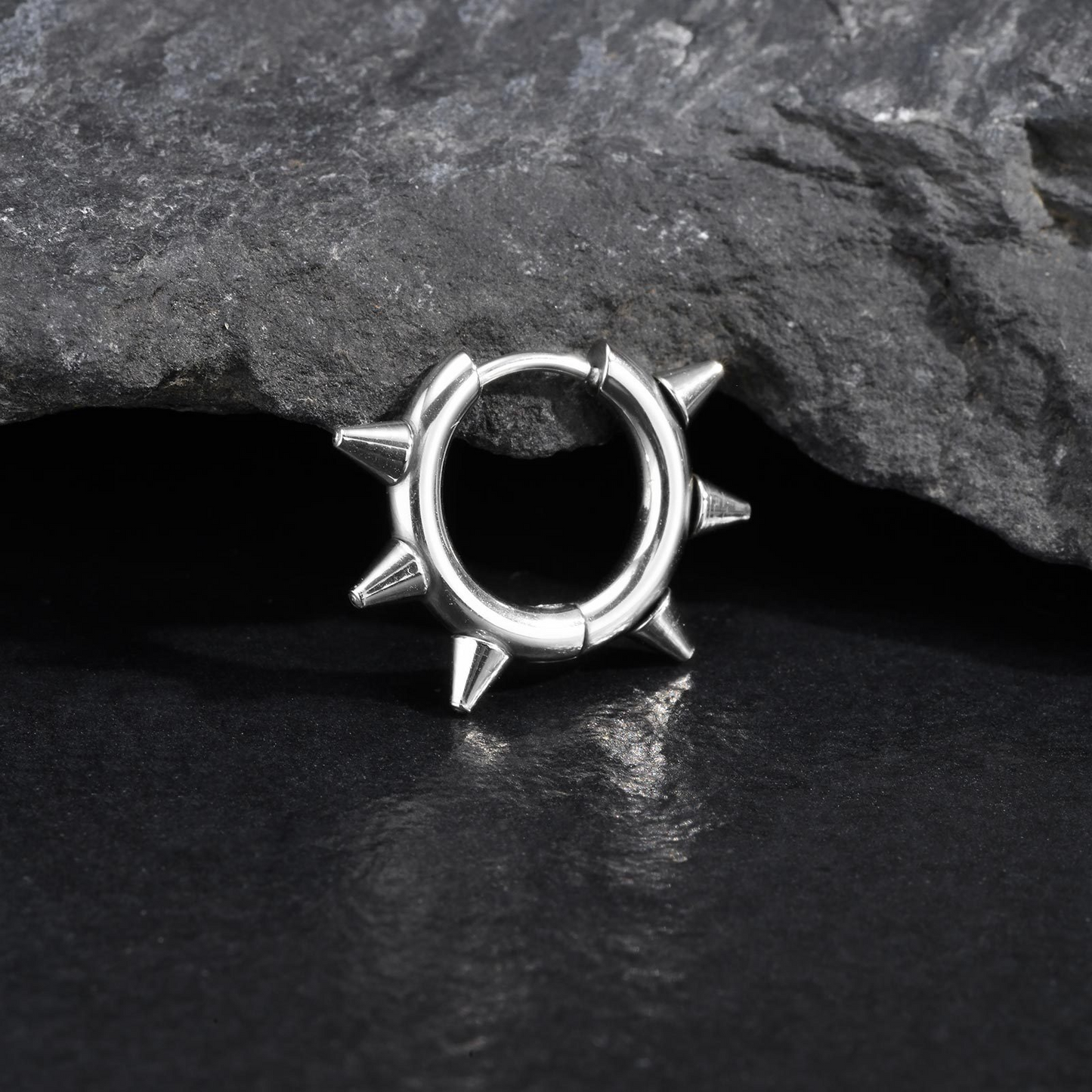 Men’s Titanium Steel Spike Hoop Earring – Punk Street Style EH-751