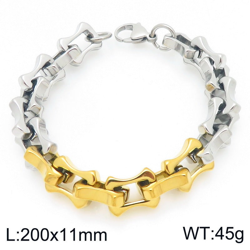 Kemstone Men’s Two-Tone Titanium Steel Bamboo Chain – 10/11/12mm KB207211-Z