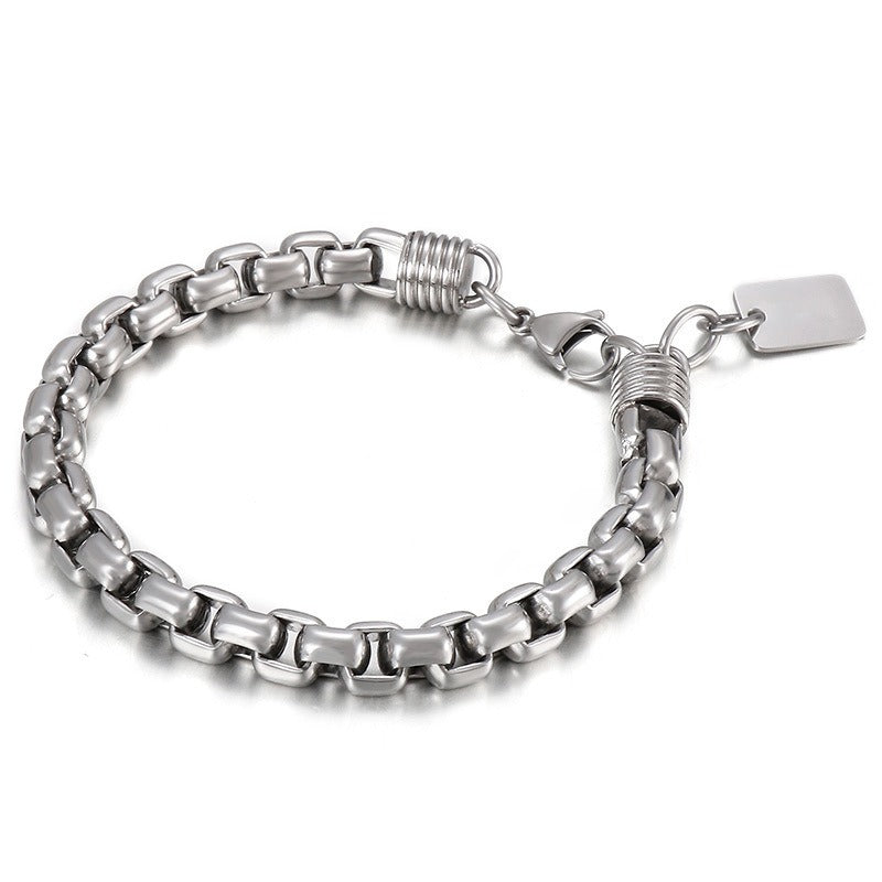 Kemstone Titanium Steel Box Link Bracelet for Men Square Chain Punk Gold Silver Black KB138817-KFC