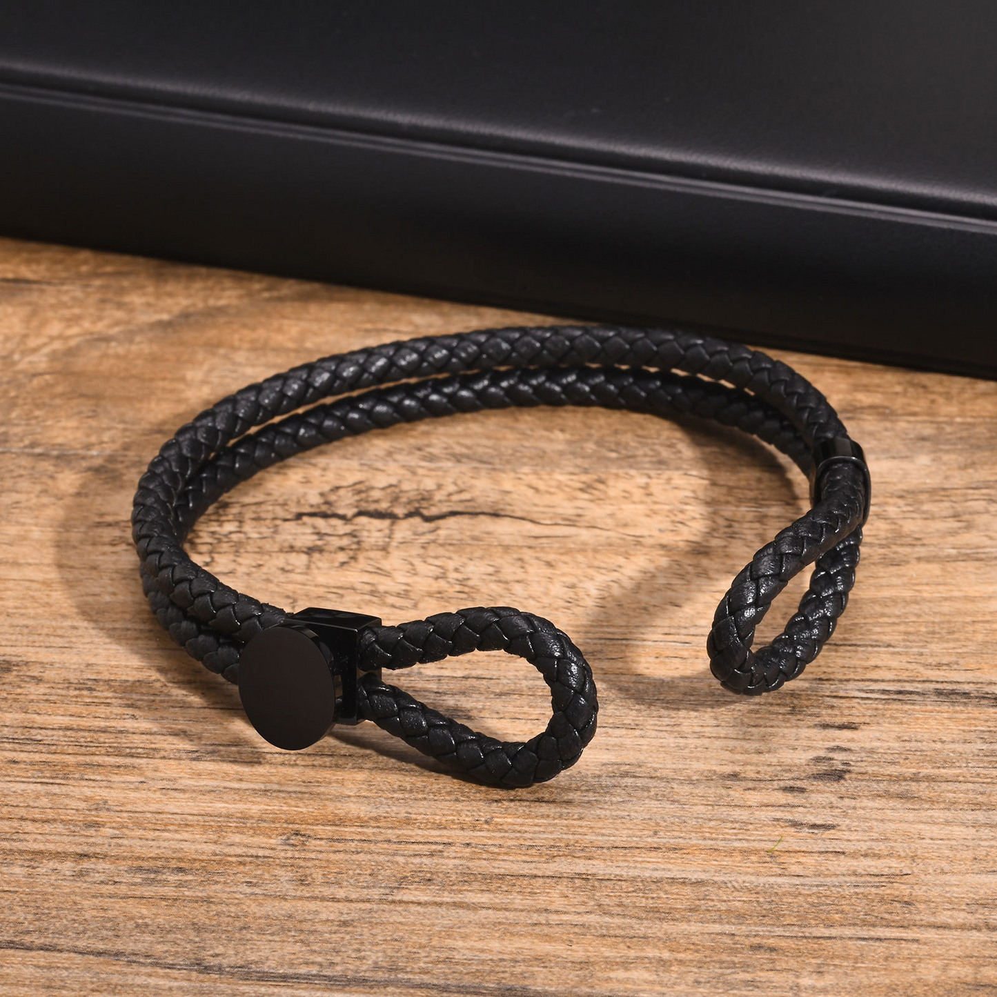 Kemstone Men’s Stainless Steel Leather Bracelet – Double-Layer Knot BL-712