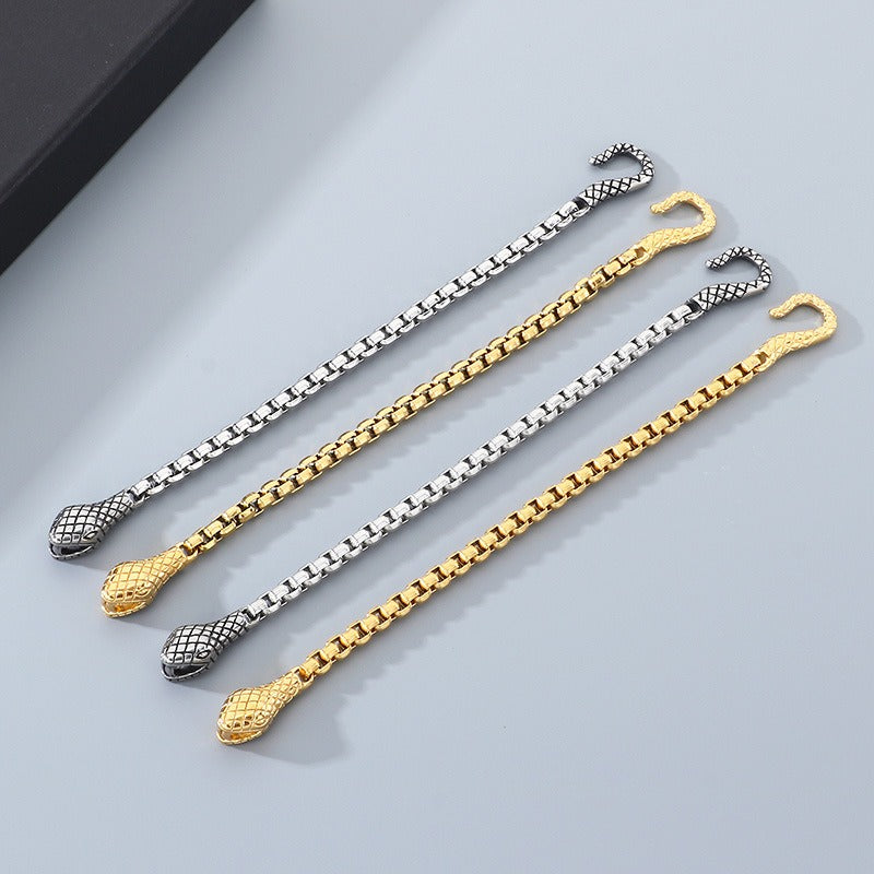 Kemstone Punk Snake Head Chain Bracelet for Men – Titanium Steel 200mm KB203290-Z