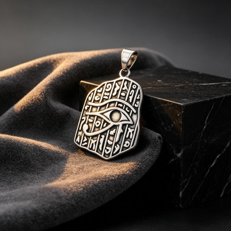 Kemstone Egyptian Winged Eagle Horus Eye Pendant Necklace Stainless Steel Myth Symbol Men KP118661-LU
