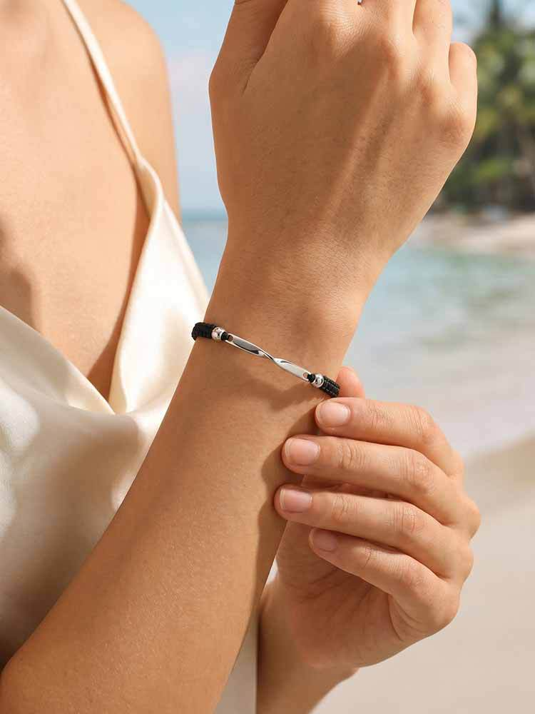 Kemstone Stainless Steel Mobius Braided Cord Bracelet for Men Women BR-3062