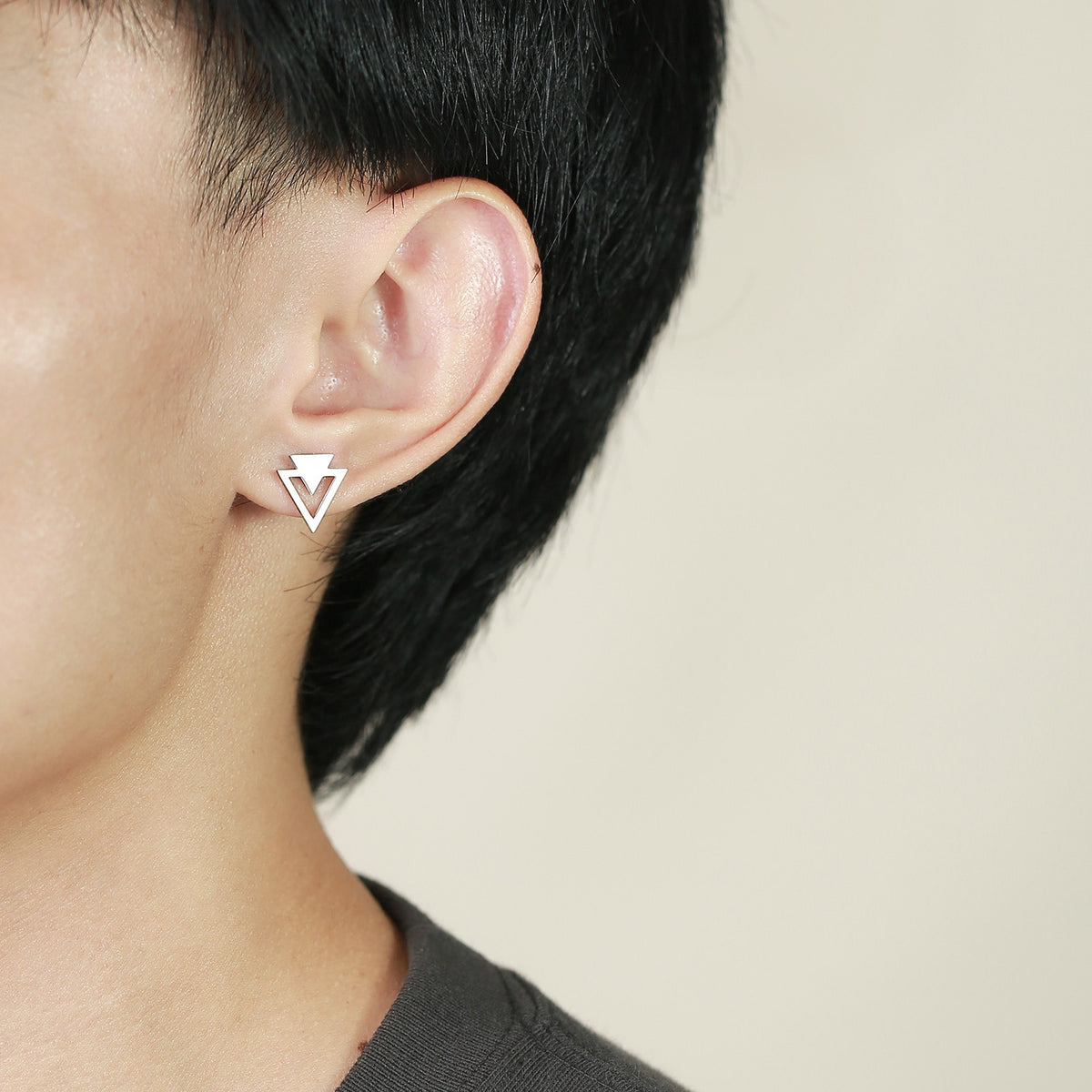 Kemstone Stainless Steel Triangle Stud Earrings for Men & Women ES-352