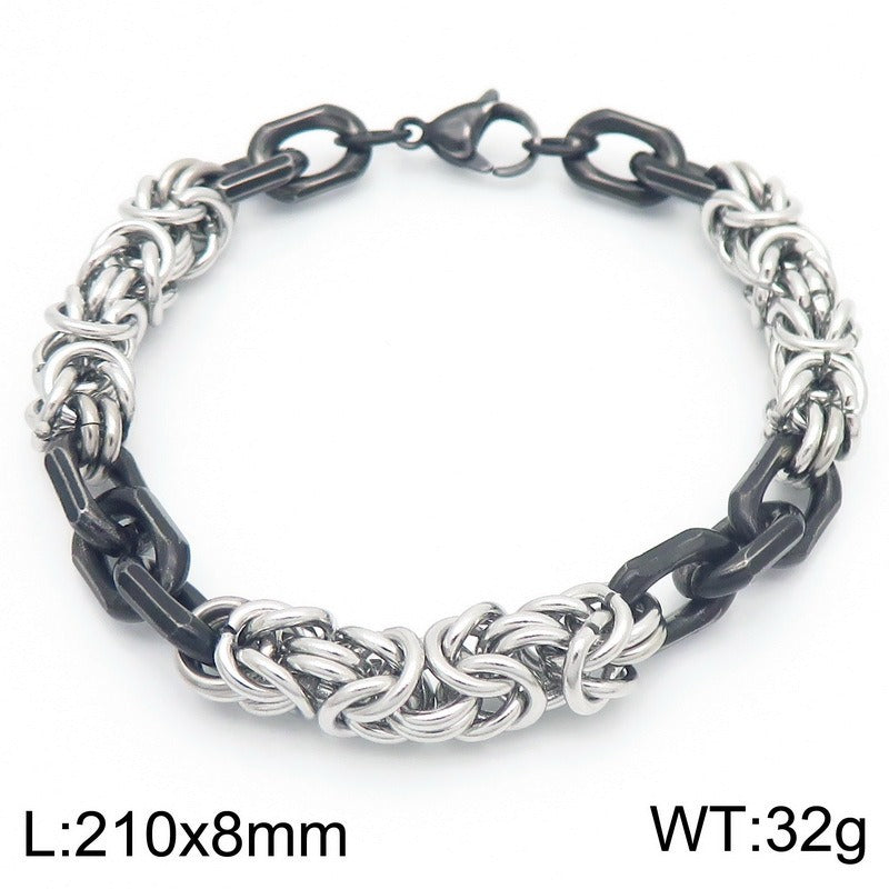 Kemston Braided Bracelet for Men Titanium Steel Handmade Chain Hip Hop Wristband KB186475-Z