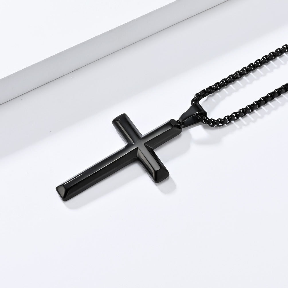 Kemstone Titanium Steel Cross Pendant Necklace for Men & Women – Minimalist Jewelry K-PT600