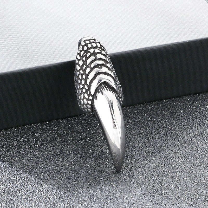 Kemstone Wolf Tooth Pendant Necklace Titanium Steel Eagle Claw Design for Men Silver 60cm KP117057-LU