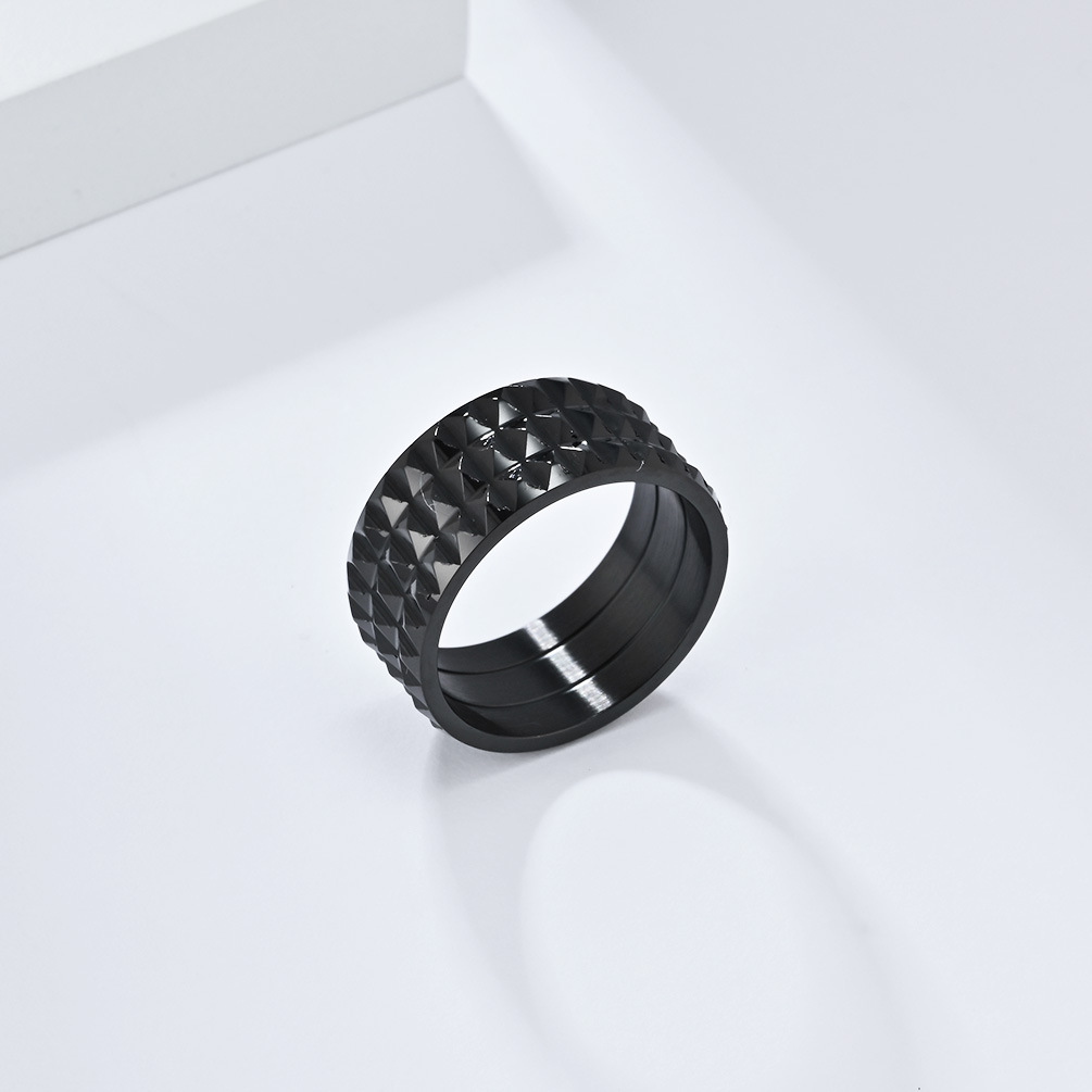 Kemstone Faceted Geometric Ring for Men & Women Stainless Steel K-R851