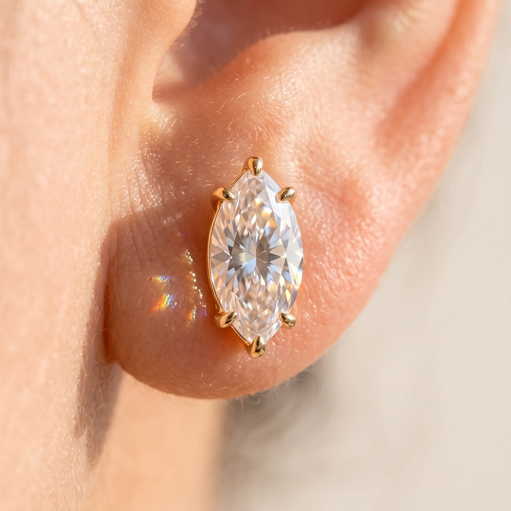 Kemstone Marquise Cubic Zirconia Earrings for Women 925 Sterling Silver Stud LZE69