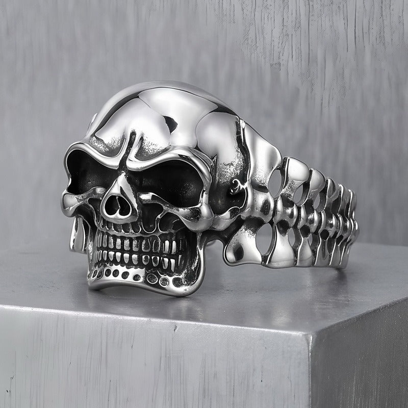 Kemston Titanium Steel 3D Skull Cuff Bracelet for Men Gothic Biker KB36415-D