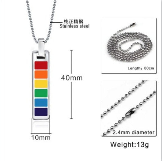 Kemstone Color Block Bar Pendant Necklace Stainless Steel Rectangle Design for Men PPN-004