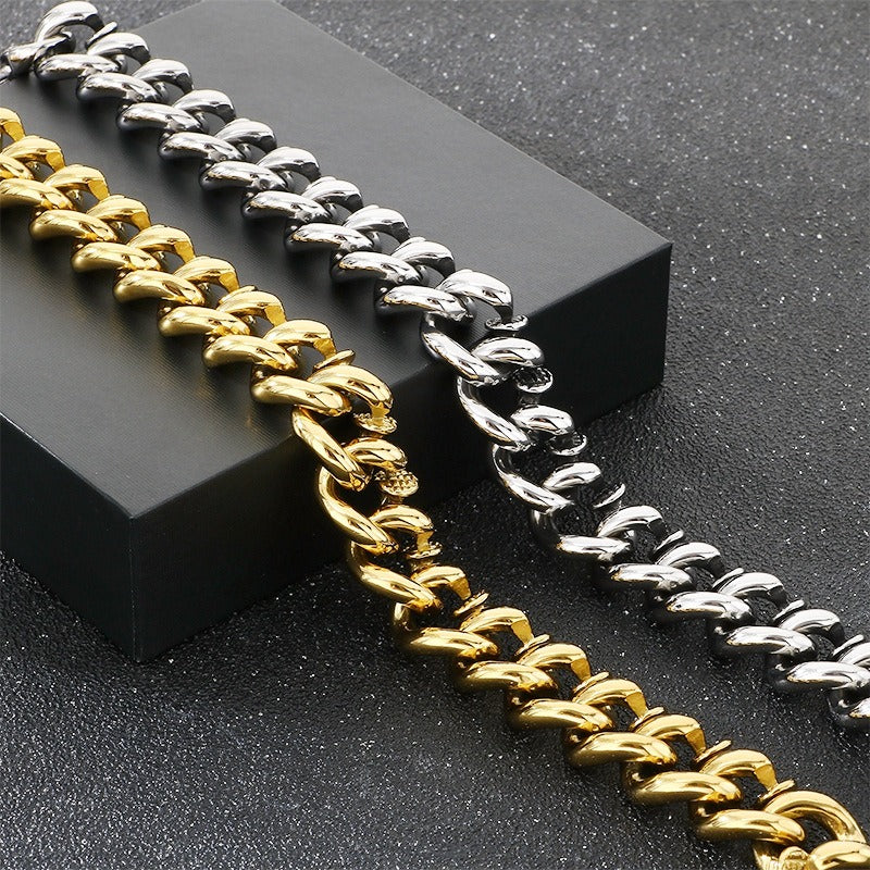 Kemstone Twist Chain Bracelet for Men Titanium Steel Heavy Link Gold Silver KB204393-KJX