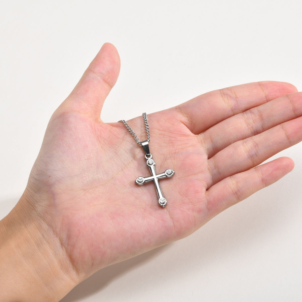 Kemstone Black Cubic Zirconia Cross Necklace for Men Stainless Steel PN-2488