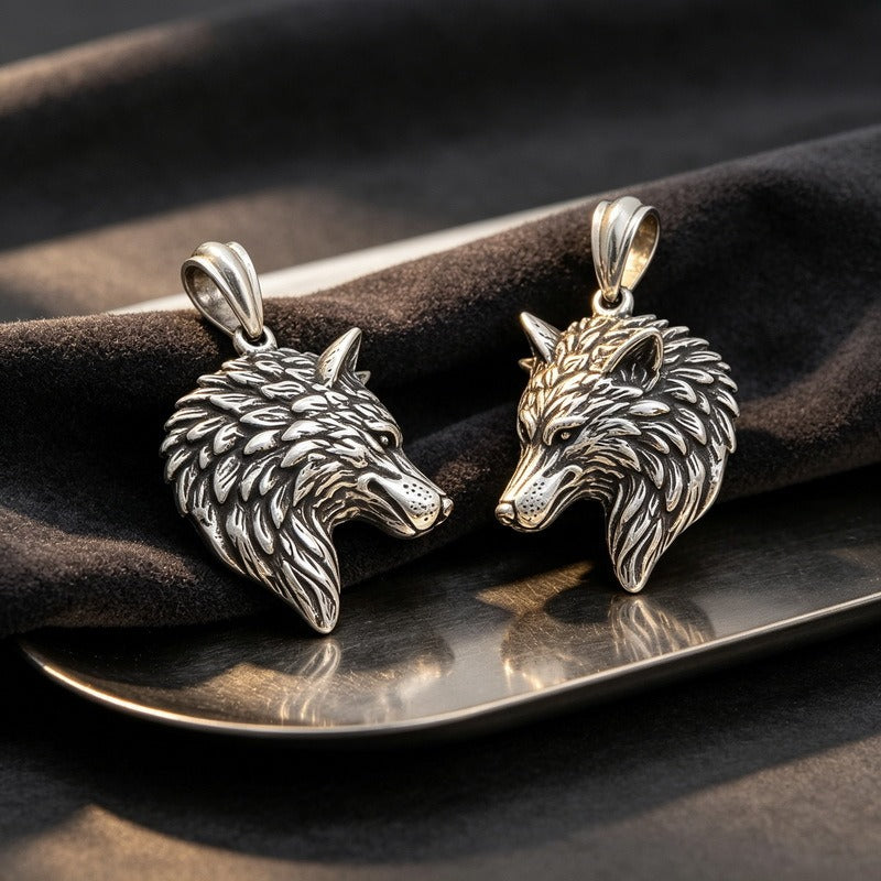 Kemstone Titanium Steel Wolf Head Pendant Necklace for Men Vintage Animal Charm KP117150-KJX
