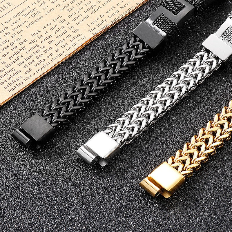 Kemstone Titanium Steel Woven Men’s Bracelet – Street Style KB139686-KFC