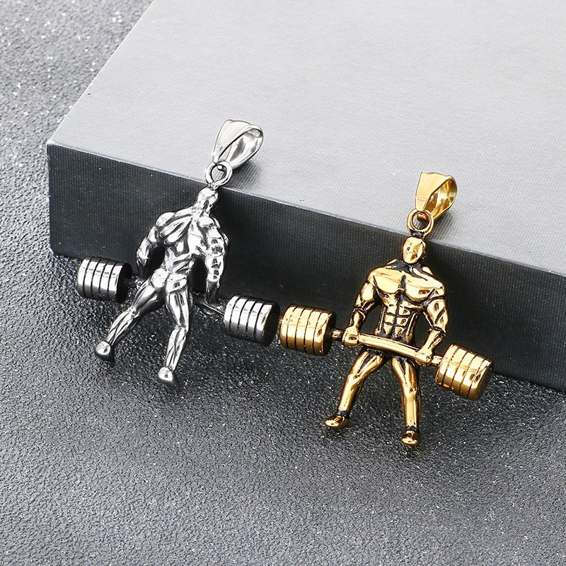 Kemstone Titanium Steel Barbell Gym Pendant Necklace for Men KP117758-LU