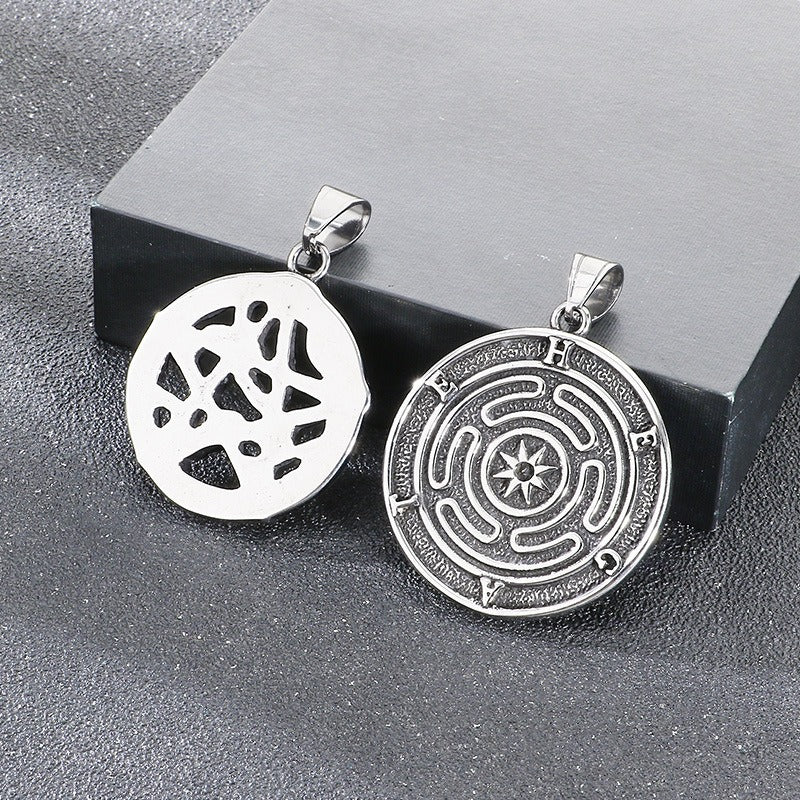 Kemstone Titanium Steel Pentagram Moon Pendant Necklace for Men KP117025-LU