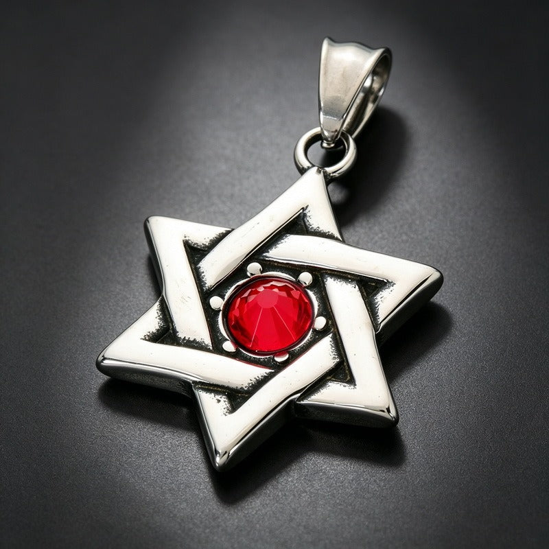 Kemstone Viking Rune Sun Pendant Necklace for Men Stainless Steel Nordic Hexagram Symbol KP118554-LU