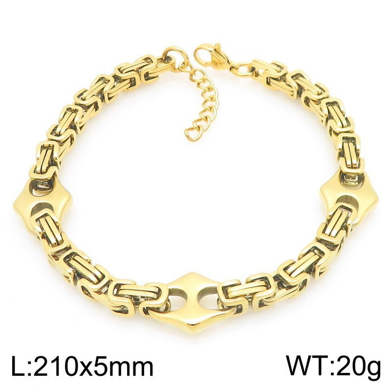 Kemstone Byzantine Chain Bracelet for Men – Titanium Steel Imperial Link KB209968-ZCG